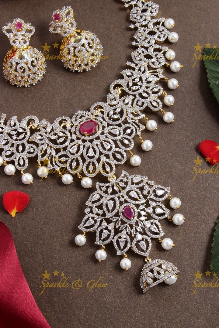 Beautiful GJ polish peacock necklace - Pink - Sparkle and Glow - Pink - Back Thread