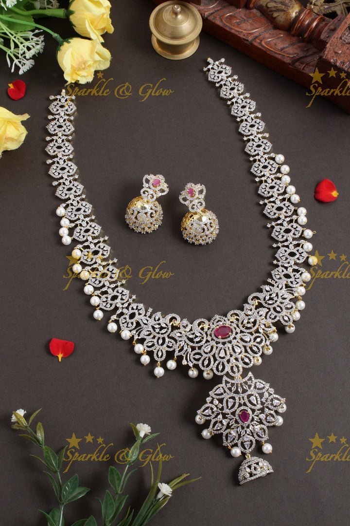 Beautiful GJ polish peacock long necklace - Pink - Sparkle and Glow - Pink - Back Thread