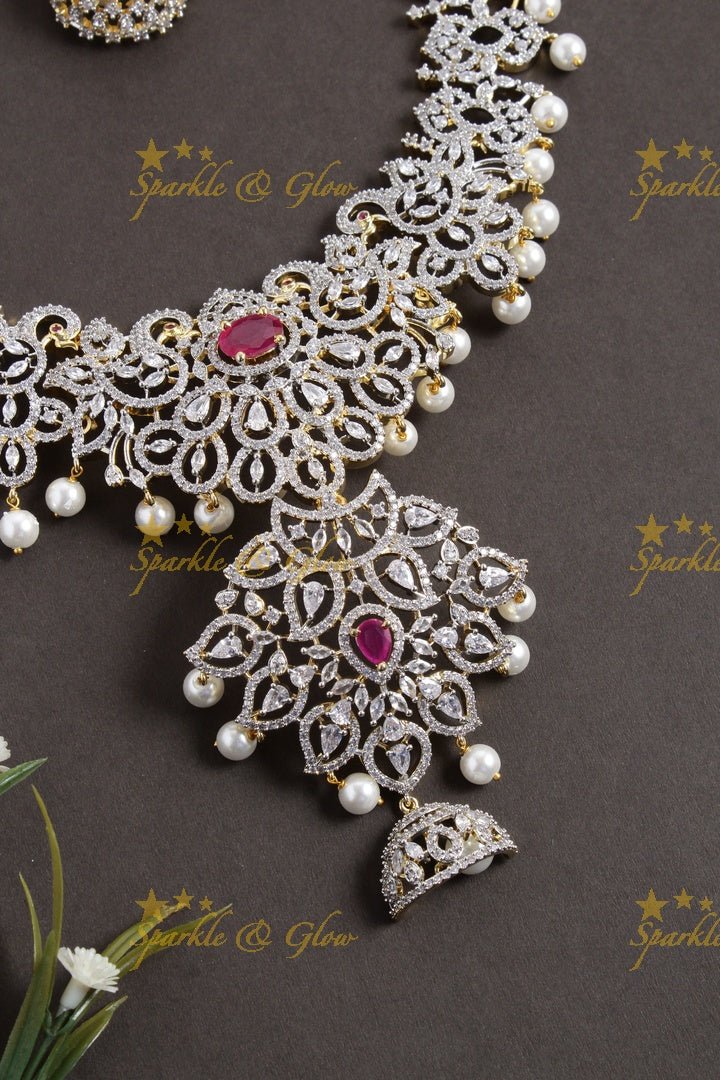 Beautiful GJ polish peacock long necklace - Pink - Sparkle and Glow - Pink - Back Thread