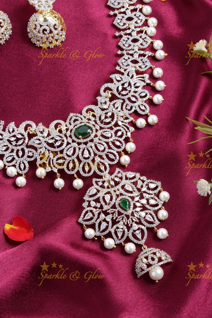 Beautiful GJ polish peacock long necklace - Pink - Sparkle and Glow - Green - Back Thread