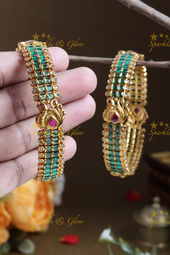 Premium matte Pink stone peacock banlges