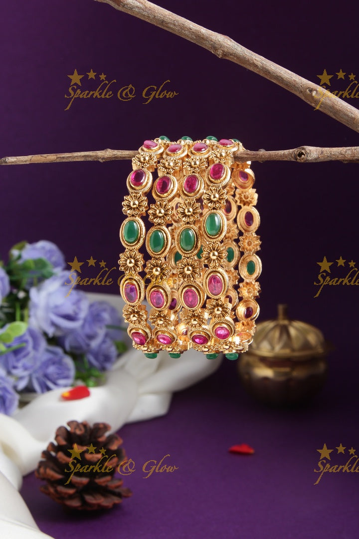 Gold alike beautiful kemp floral bangles