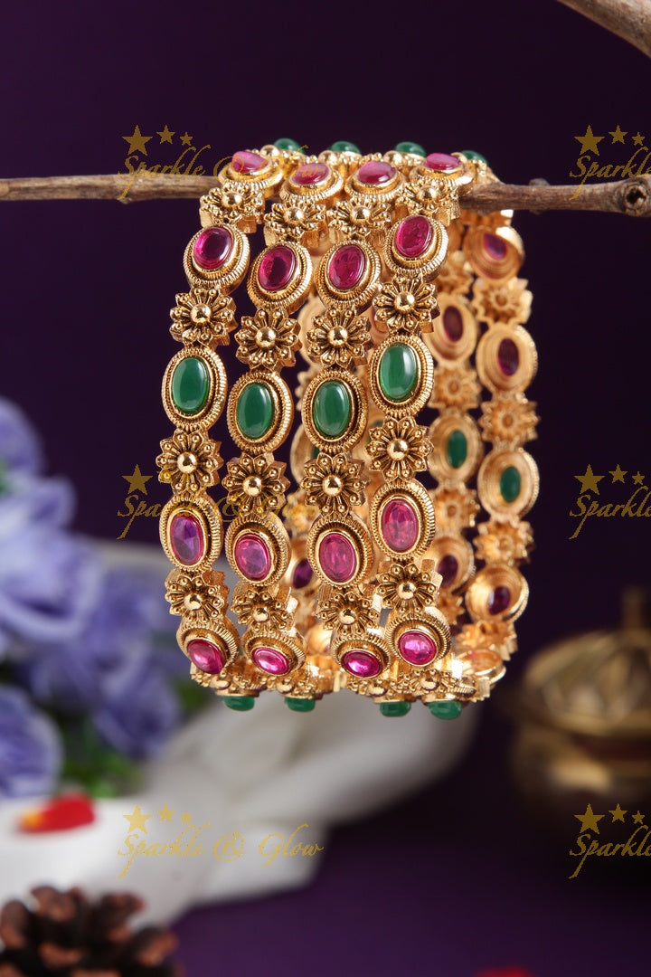 Gold alike beautiful kemp floral bangles