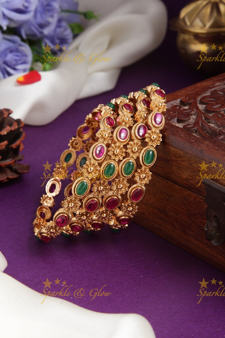 Gold alike beautiful kemp floral bangles