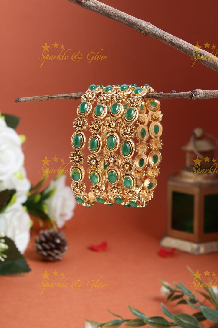 Gold alike beautiful kemp floral bangles