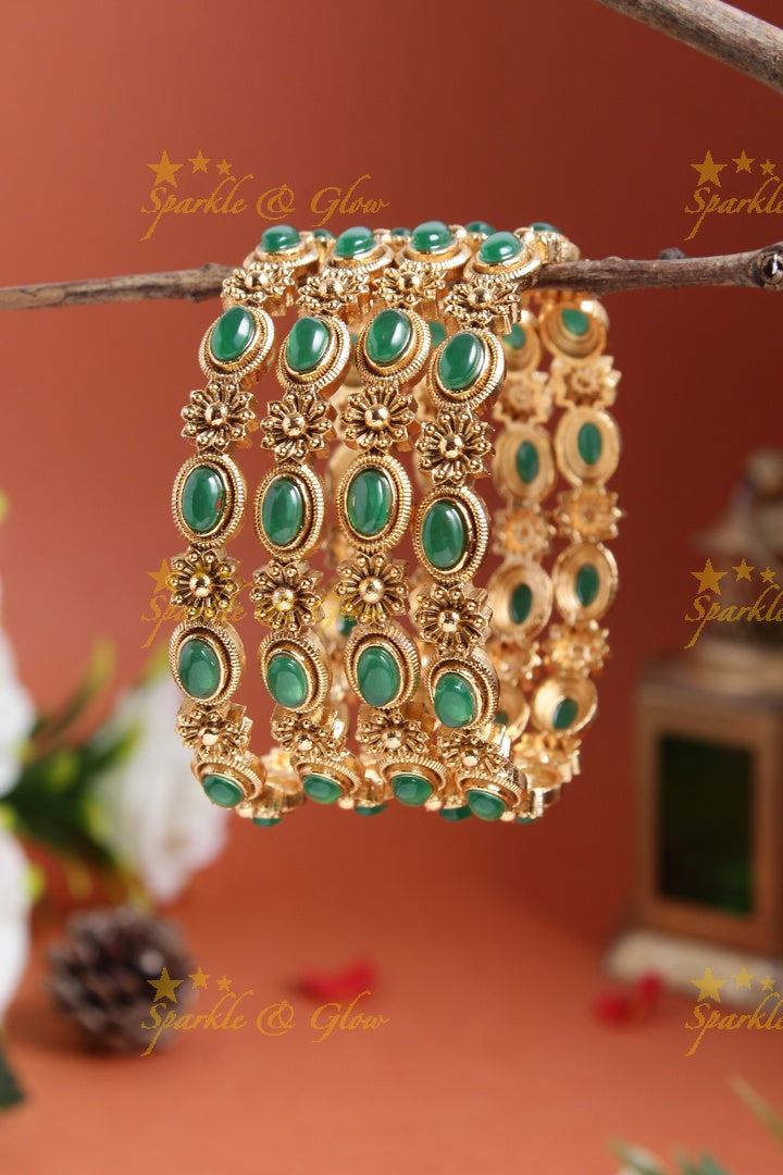 Gold alike beautiful kemp floral bangles