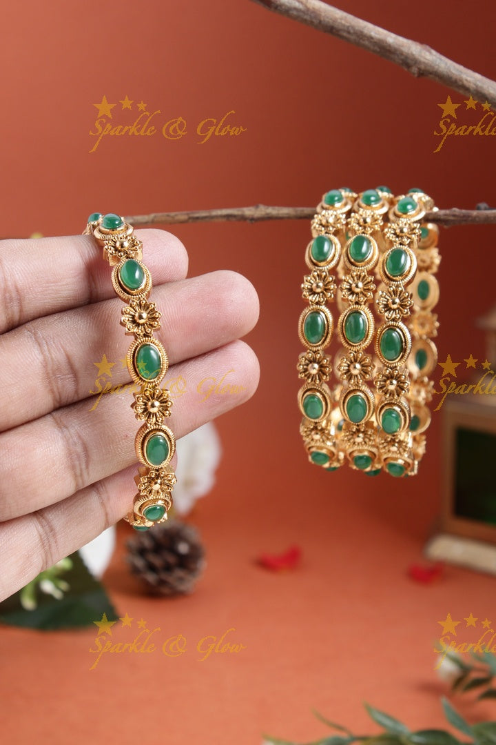 Gold alike beautiful kemp floral bangles