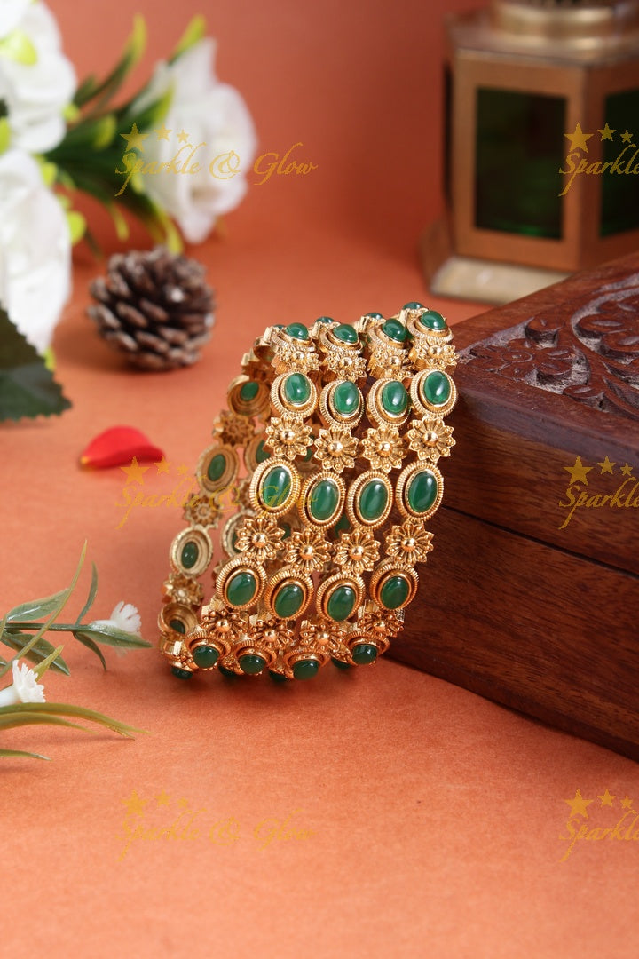 Gold alike beautiful kemp floral bangles