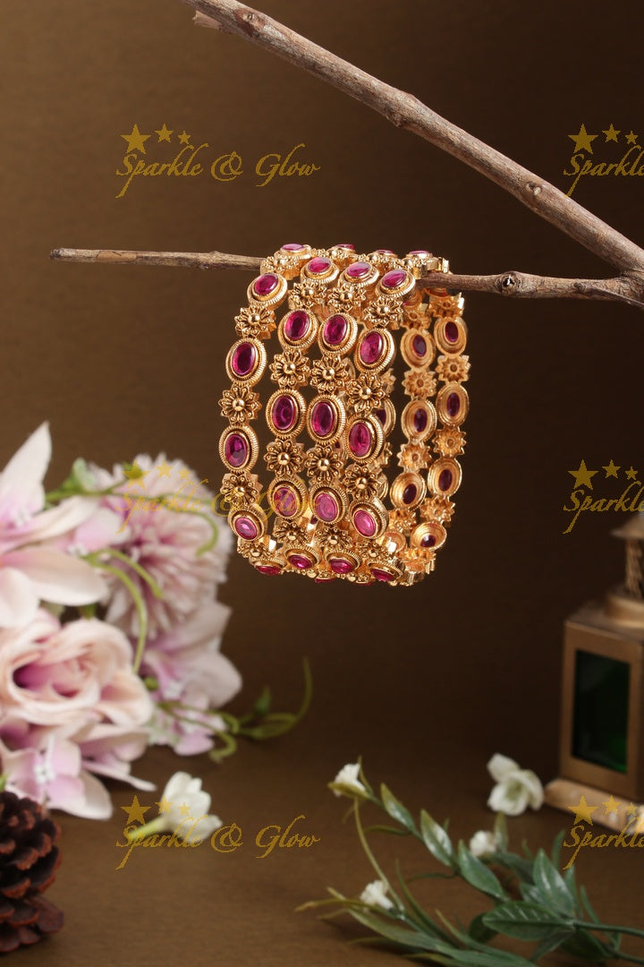 Gold alike beautiful kemp floral bangles