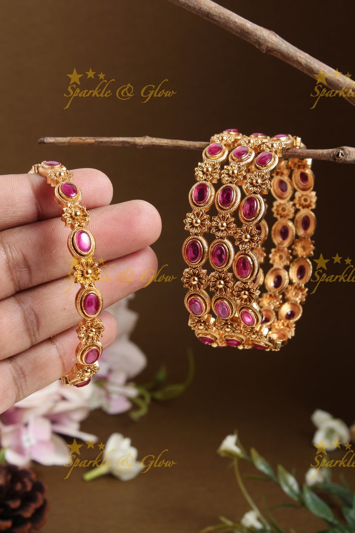 Gold alike beautiful kemp floral bangles