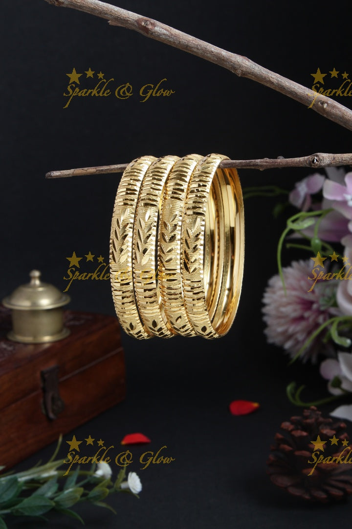 Gold alike Daily wear Thick Bangles - Set of four - 2.4