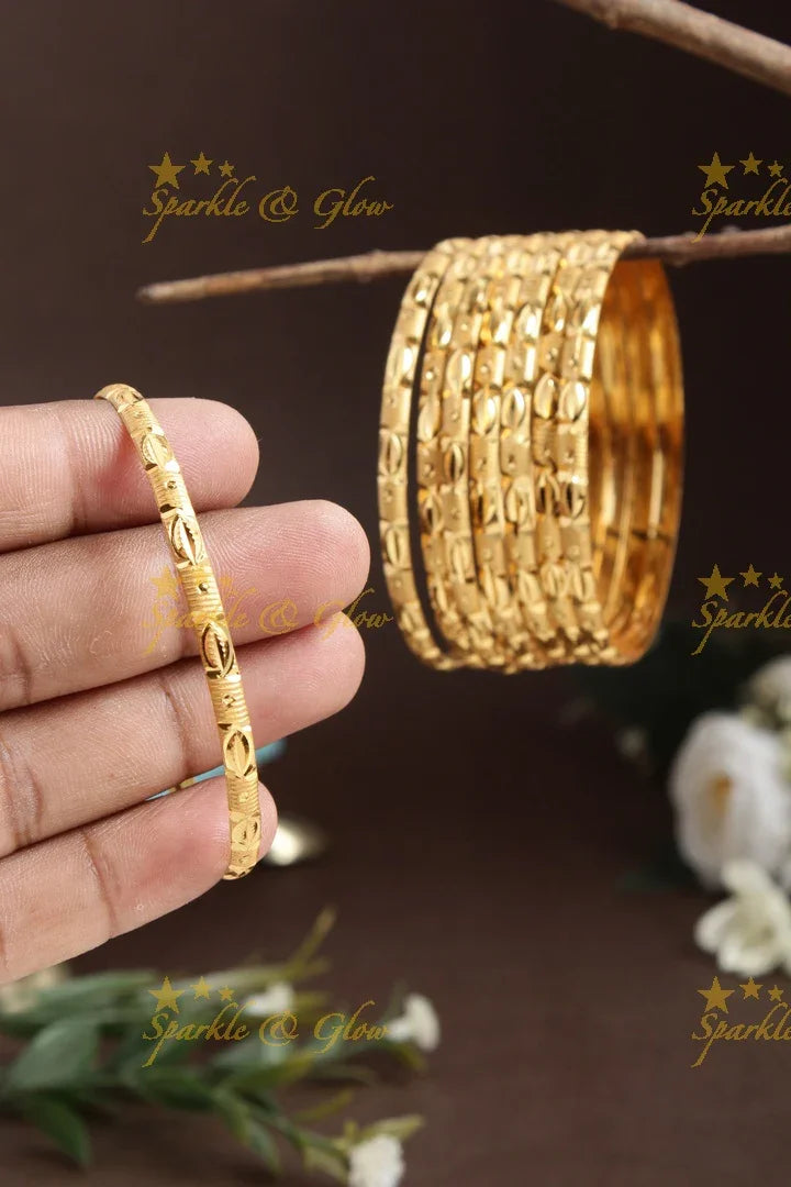 Gold alike Daily wear set of eight Bangles - 2.6 - Sparkle and Glow