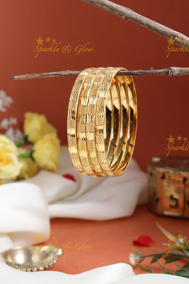 Gold alike Daily wear Thick Bangles - Set of four- 2.8