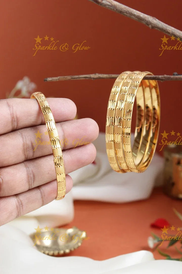 Gold alike Daily wear Thick Bangles - Set of four - 2.4 - Sparkle and Glow