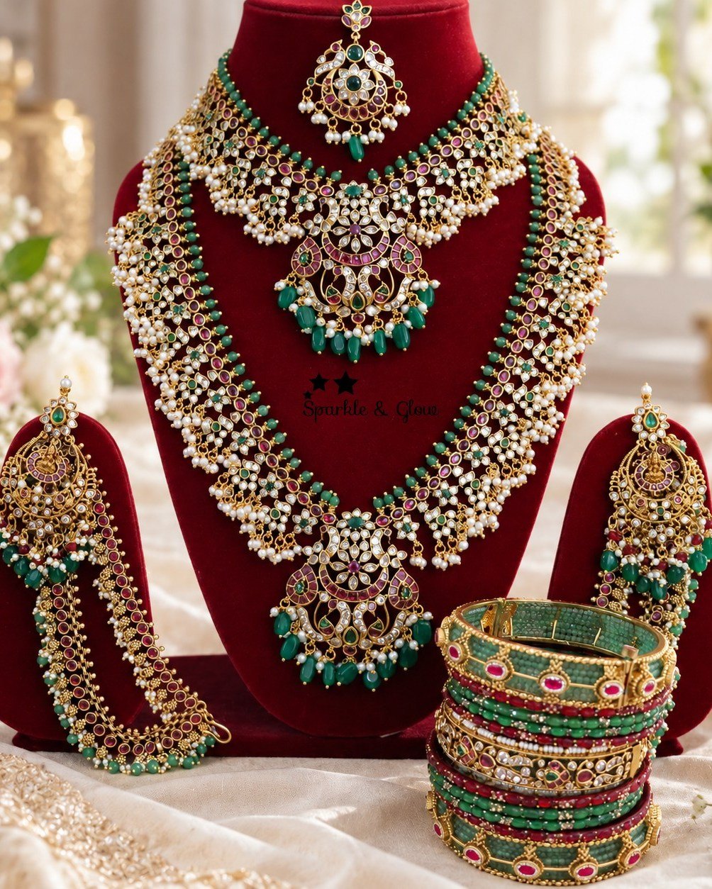 “A Jadau bridal set that makes every moment feel royal 👑✨”
Wedding Season Sale Get 15% discount on sitewide
Get Free Gift Above 10k
Get free Domestic shipping
above 2000/- and for international its discounted shipping

1.ID L-27554,S-27553,E-28238,EC-31709,M-26871
2.ID L-33477,S-33465,E-28256,EC-9534,M- 29101
3.ID L-29229,S-33476,E-28258,EC-27927,M-26870
4.ID L-33418,S-33450,E-28236,EC-25499,M-27338
5.ID L-29188,S-29187,E-28272,EC-32641,M-27333
6.ID L-33471,S-33417,E-31449,EC-33329,M-27339
7.ID L-33455,S-3