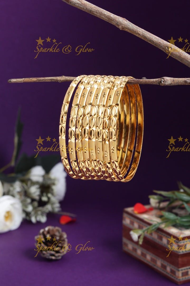Gold alike Daily wear set of eight Bangles  - 2.4