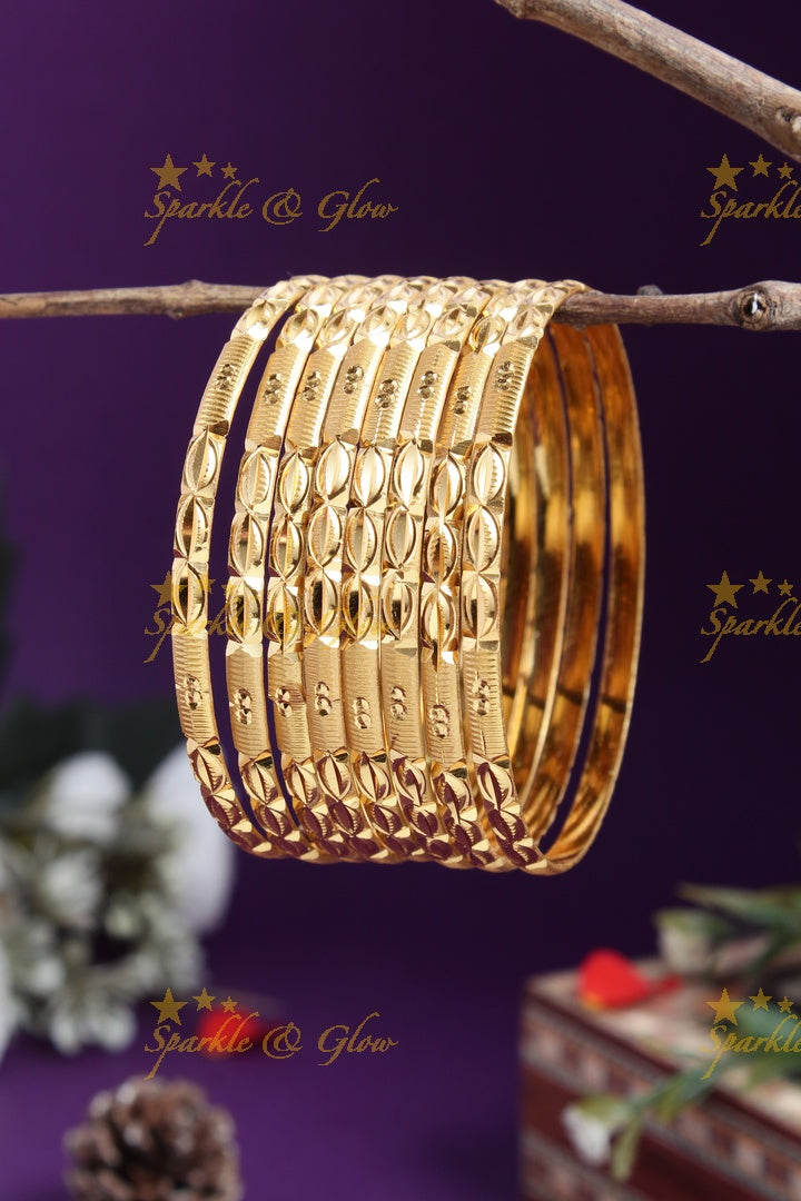 Gold alike Daily wear set of eight Bangles  - 2.4