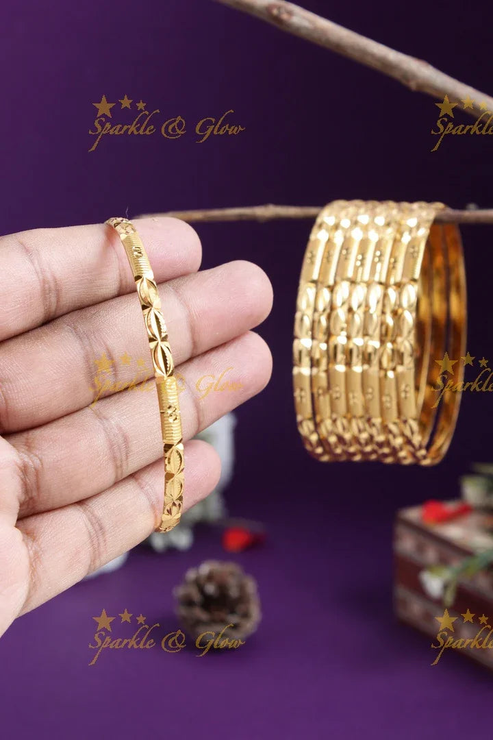 Gold alike Daily wear set of eight Bangles - 2.8 - Sparkle and Glow