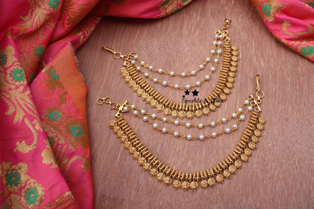 Lakshmi carved coin mattal / earchain