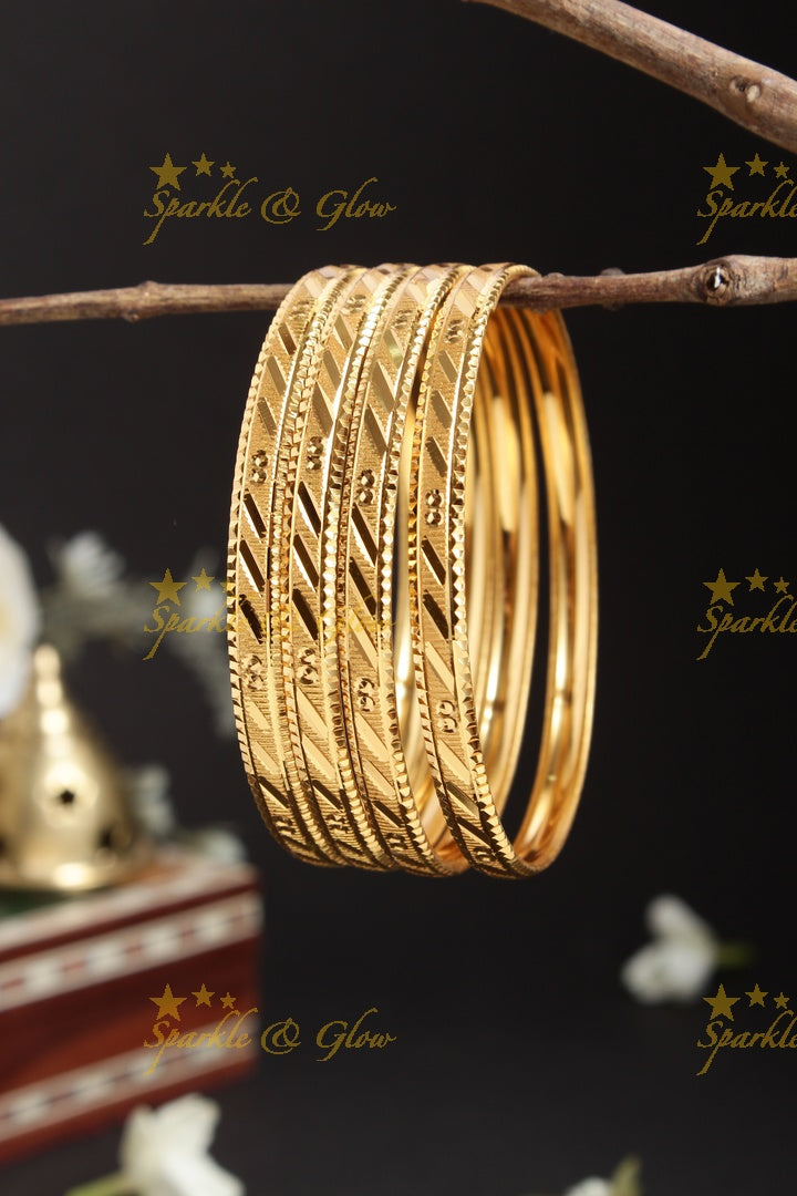 Gold alike Daily wear Thick Bangles - Set of four - 2.4