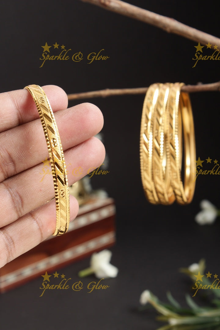 Gold alike Daily wear Thick Bangles - Set of four - 2.4
