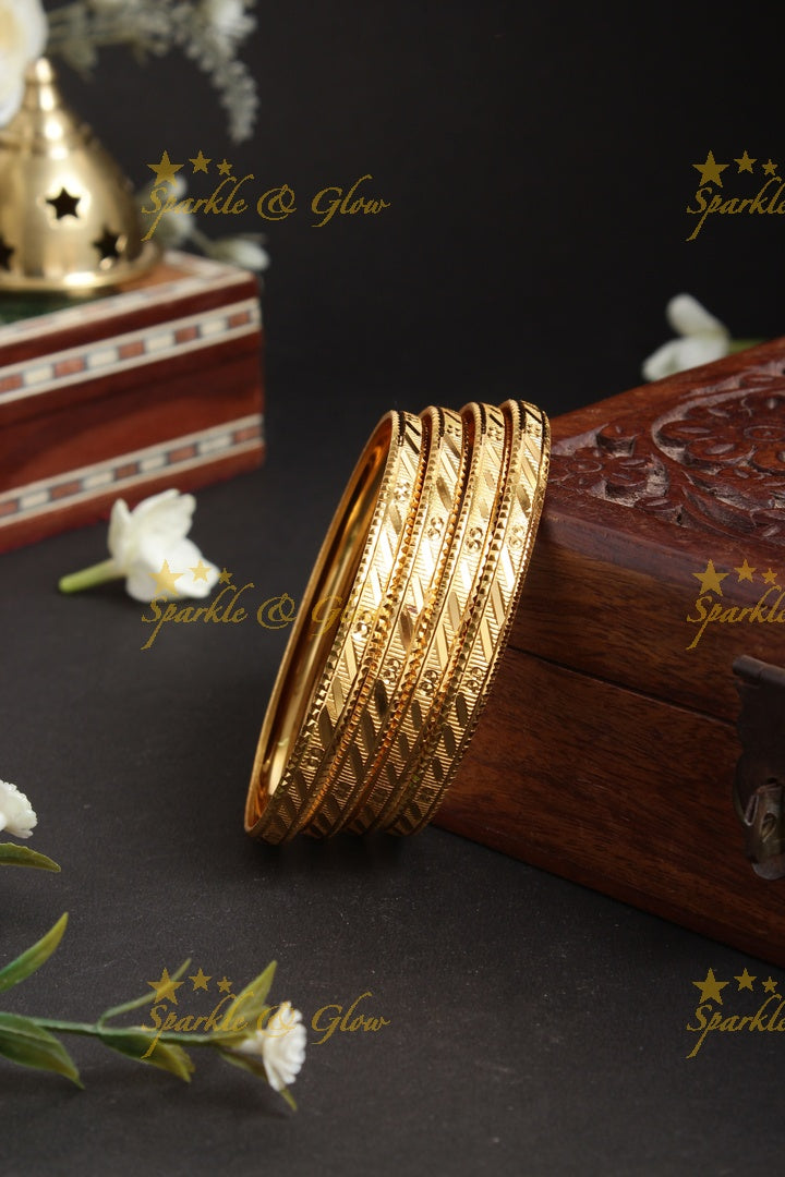 Gold alike Daily wear Thick Bangles - Set of four - 2.4