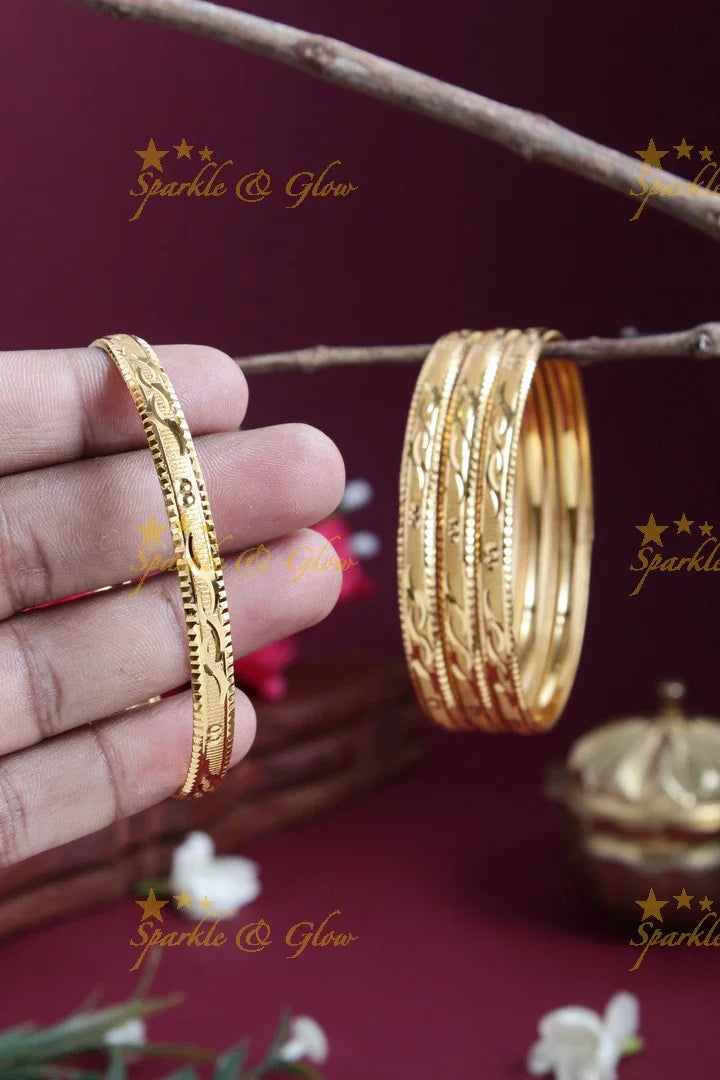 Gold alike Daily wear set of four bangles - 2.4 - Sparkle and Glow