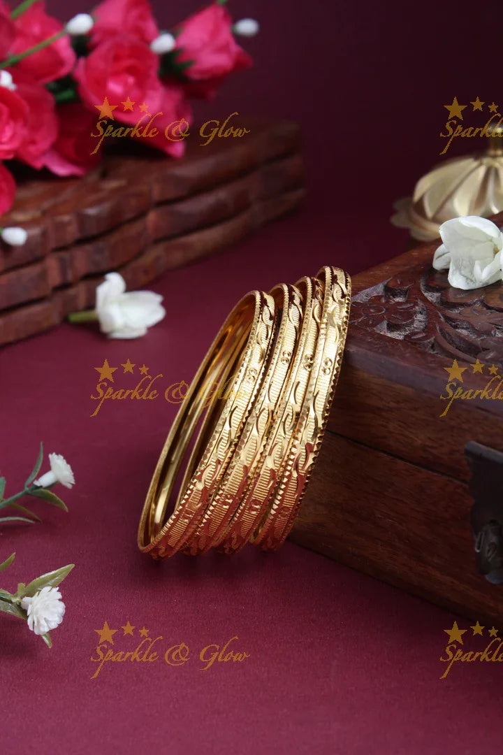 Gold alike Daily wear set of four bangles - 2.4 - Sparkle and Glow