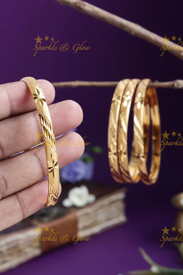 Gold alike Daily wear set of four bangles - 2.4 - Sparkle and Glow