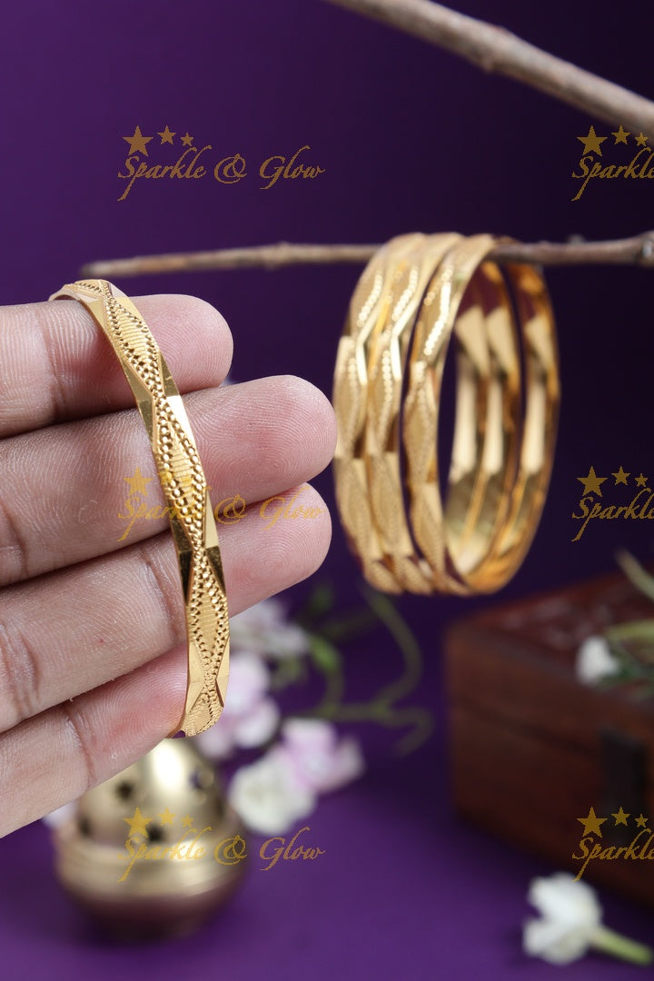Gold alike Daily wear set of four bangles - 2.6 - Sparkle and Glow