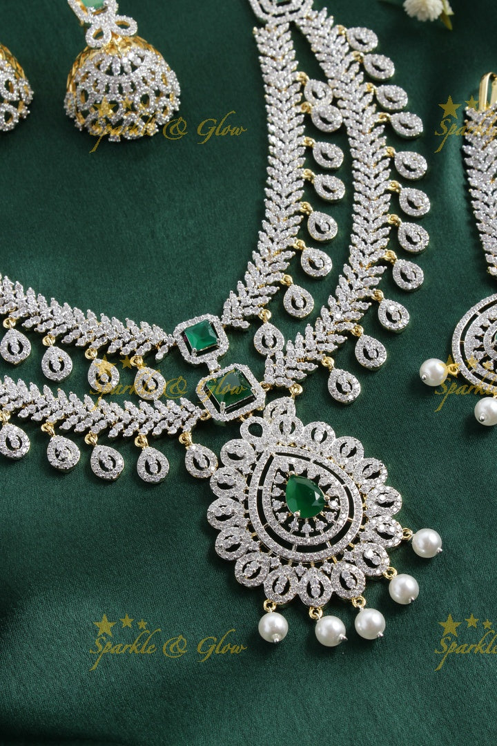 Statement AD layered haram with tikka - Green