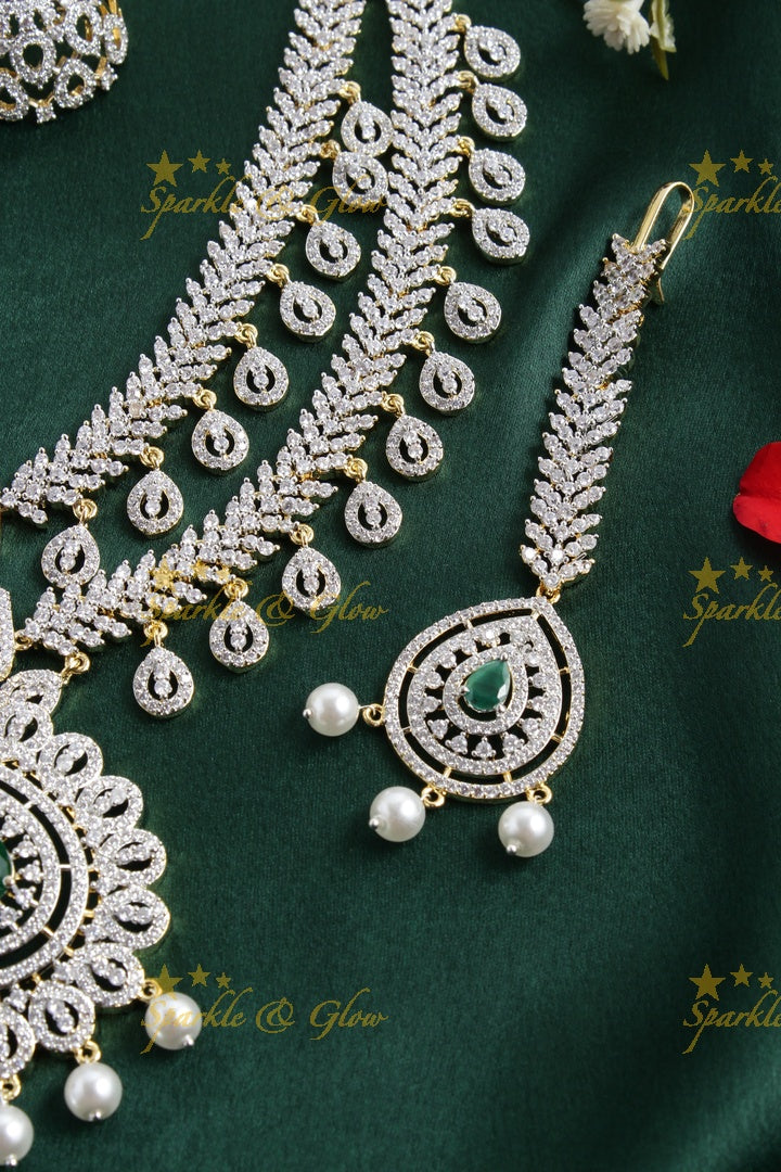 Statement AD layered haram with tikka - Green