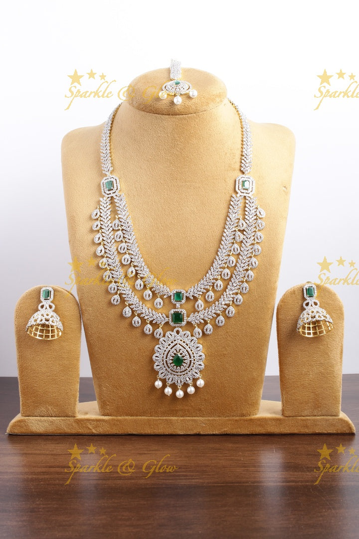 Statement AD layered haram with tikka - Green