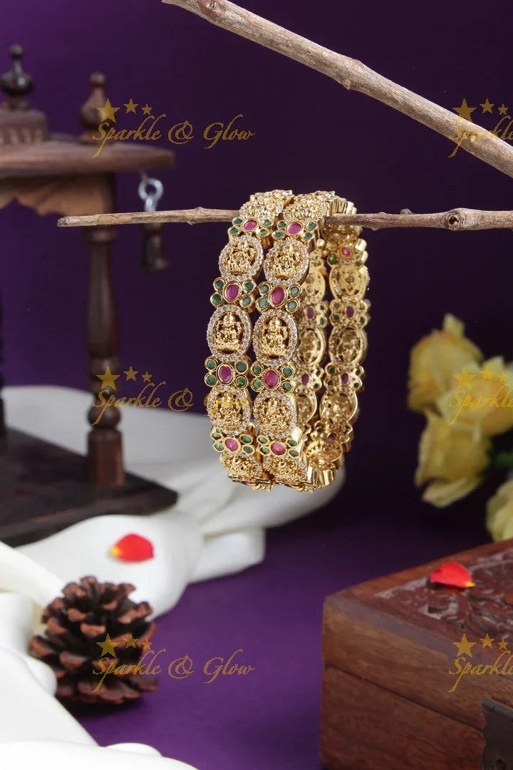Gold alike Lakshmi Bangles - A pair - 2.4 - Sparkle and Glow