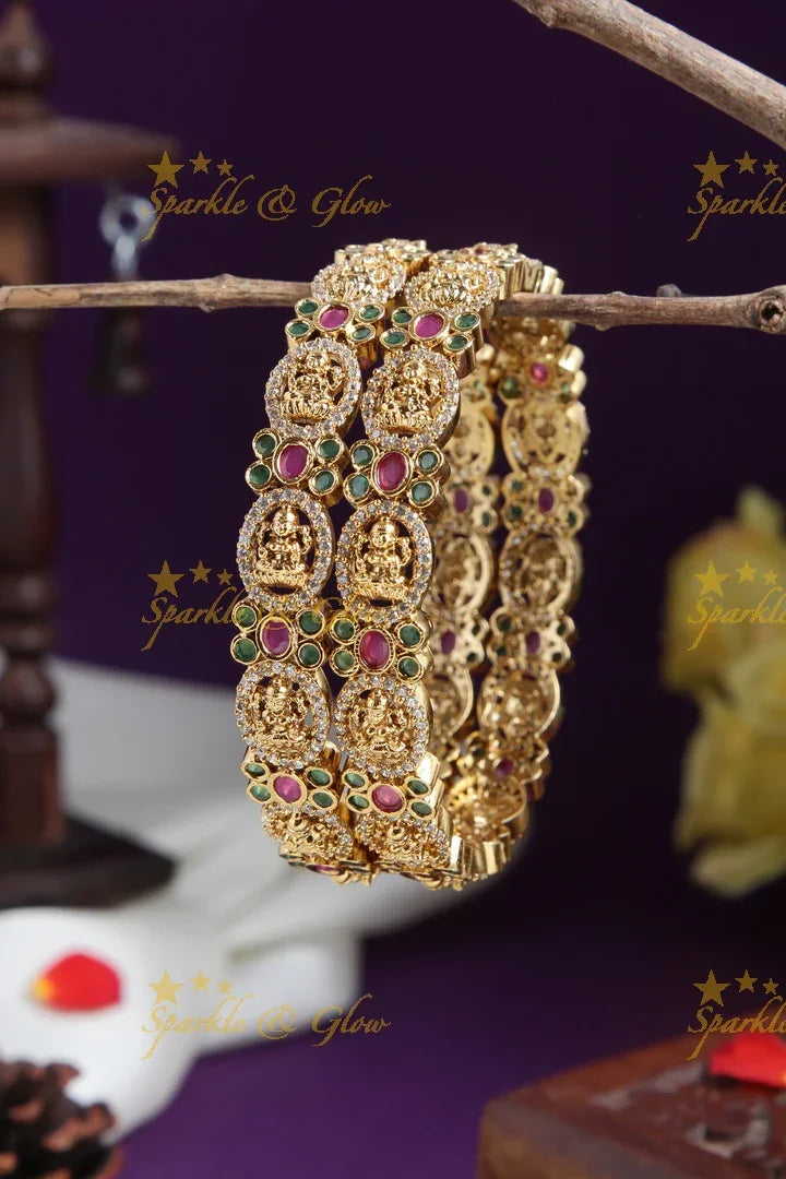 Gold alike Lakshmi Bangles - A pair - 2.4 - Sparkle and Glow