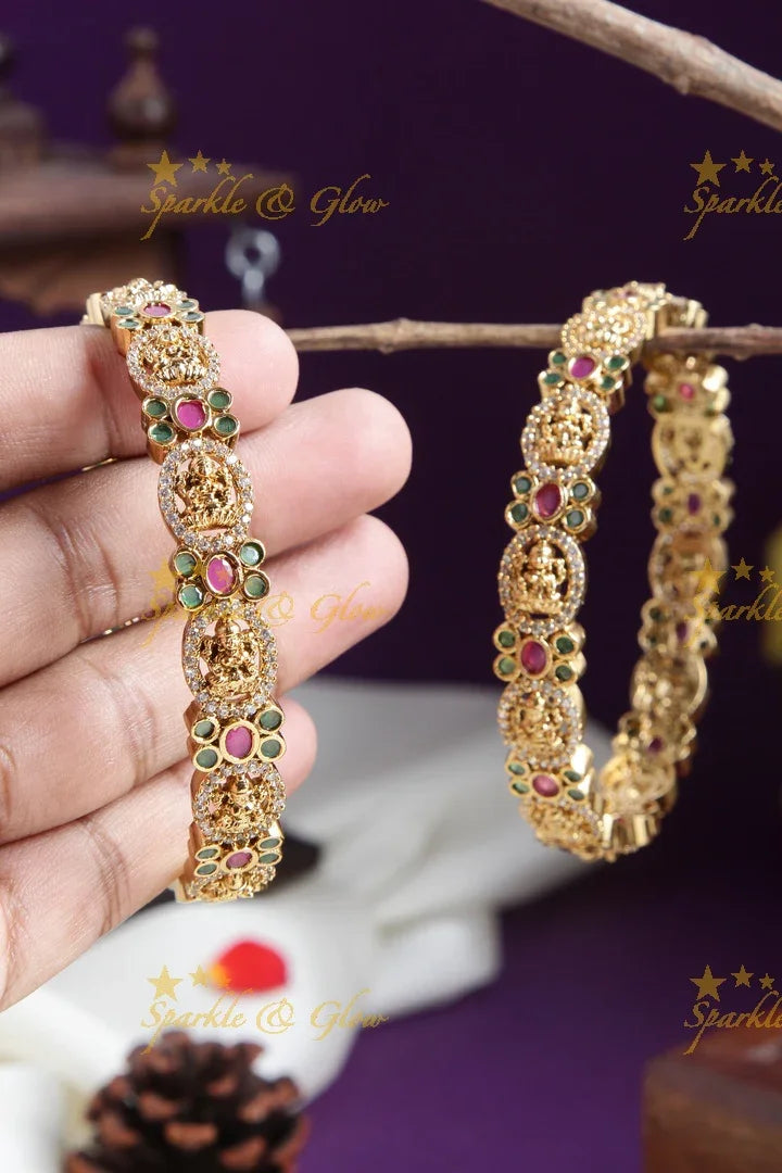 Gold alike Lakshmi Bangles - A pair - 2.4 - Sparkle and Glow