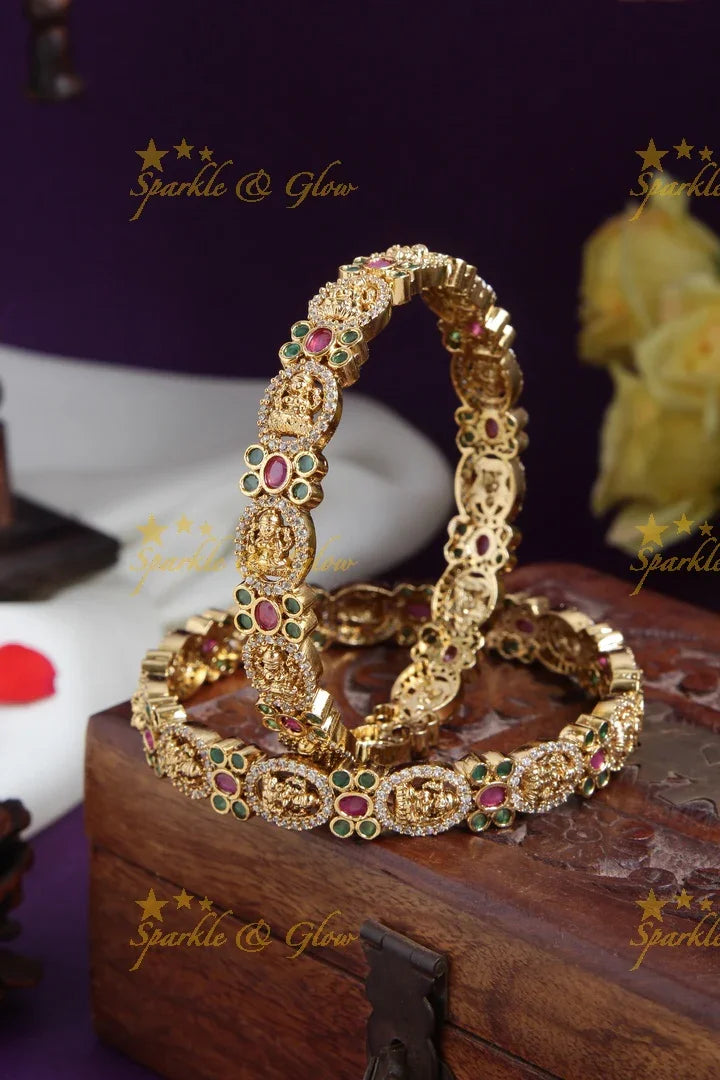 Gold alike Lakshmi Bangles - A pair - 2.4 - Sparkle and Glow