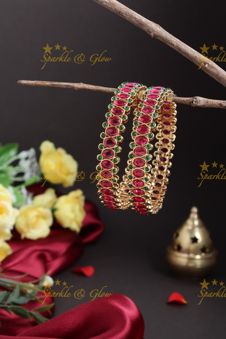 Gold alike Kemp Oval shaped  Bangles