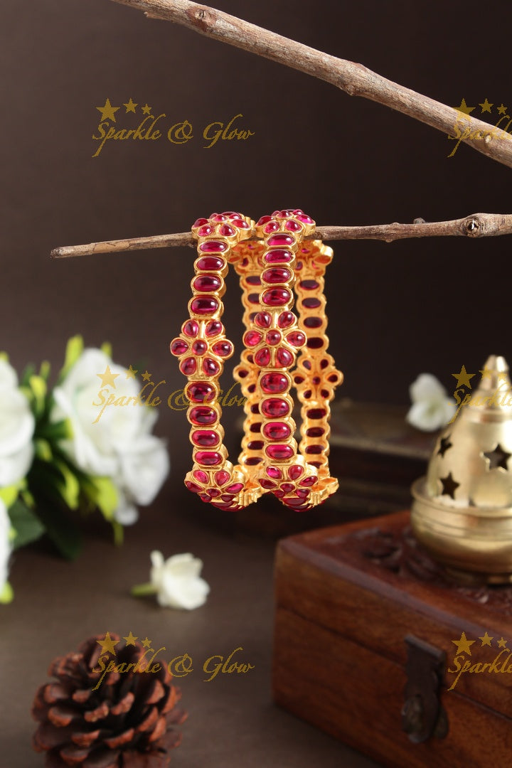 Premium Matte Kemp Floral Bangles