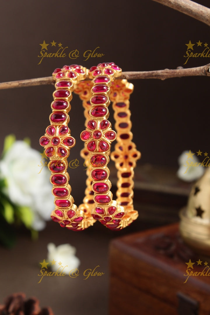 Premium Matte Kemp Floral Bangles