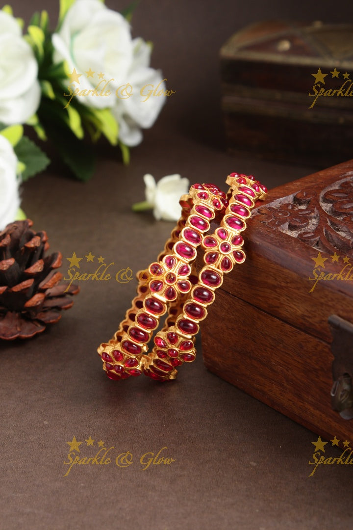 Premium Matte Kemp Floral Bangles