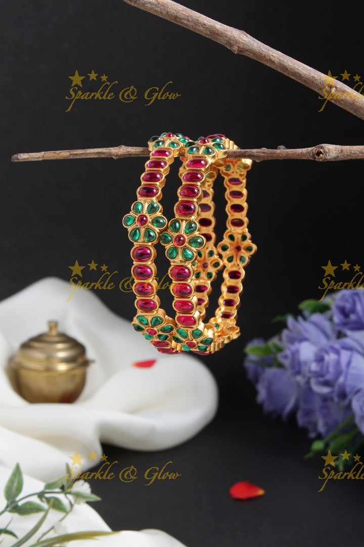 Premium Matte Kemp Floral Bangles