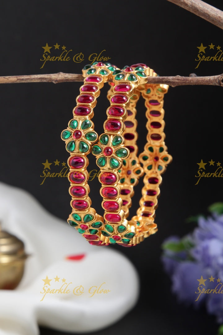 Premium Matte Kemp Floral Bangles