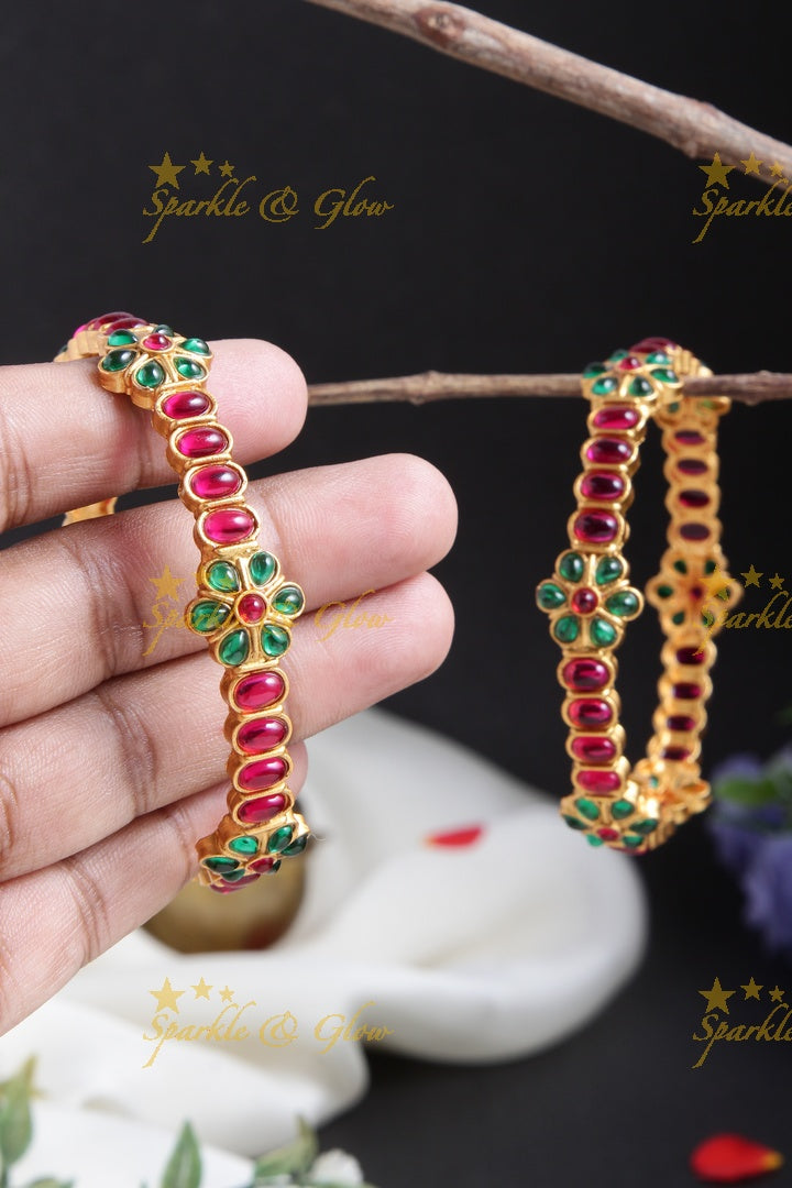Premium Matte Kemp Floral Bangles