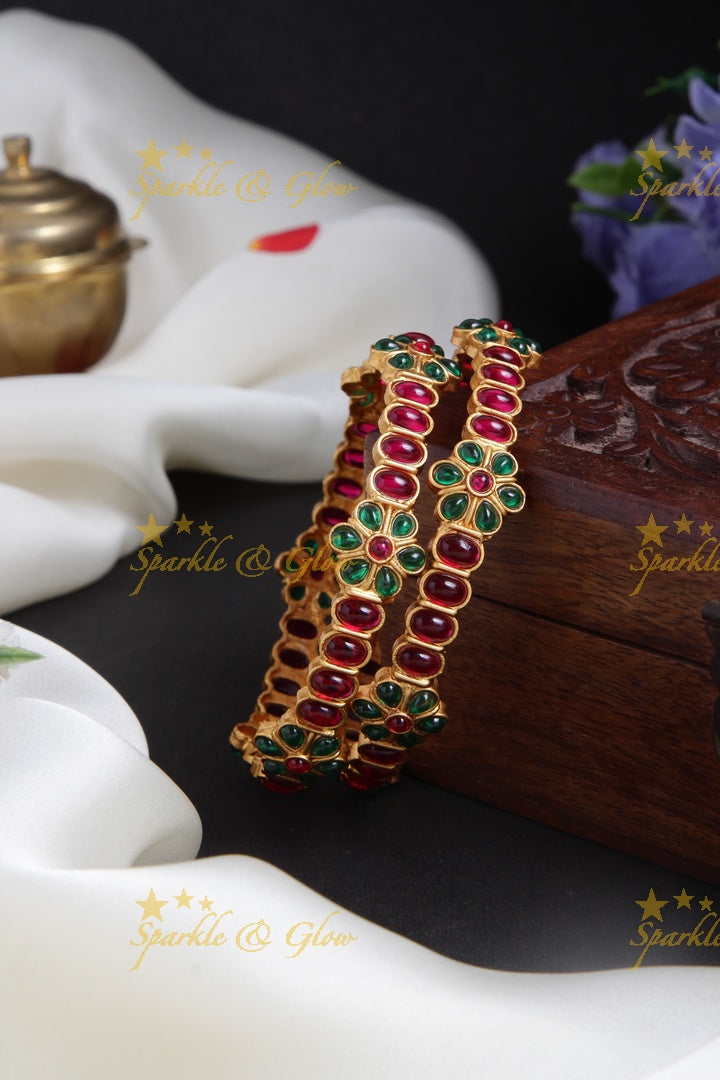 Premium Matte Kemp Floral Bangles