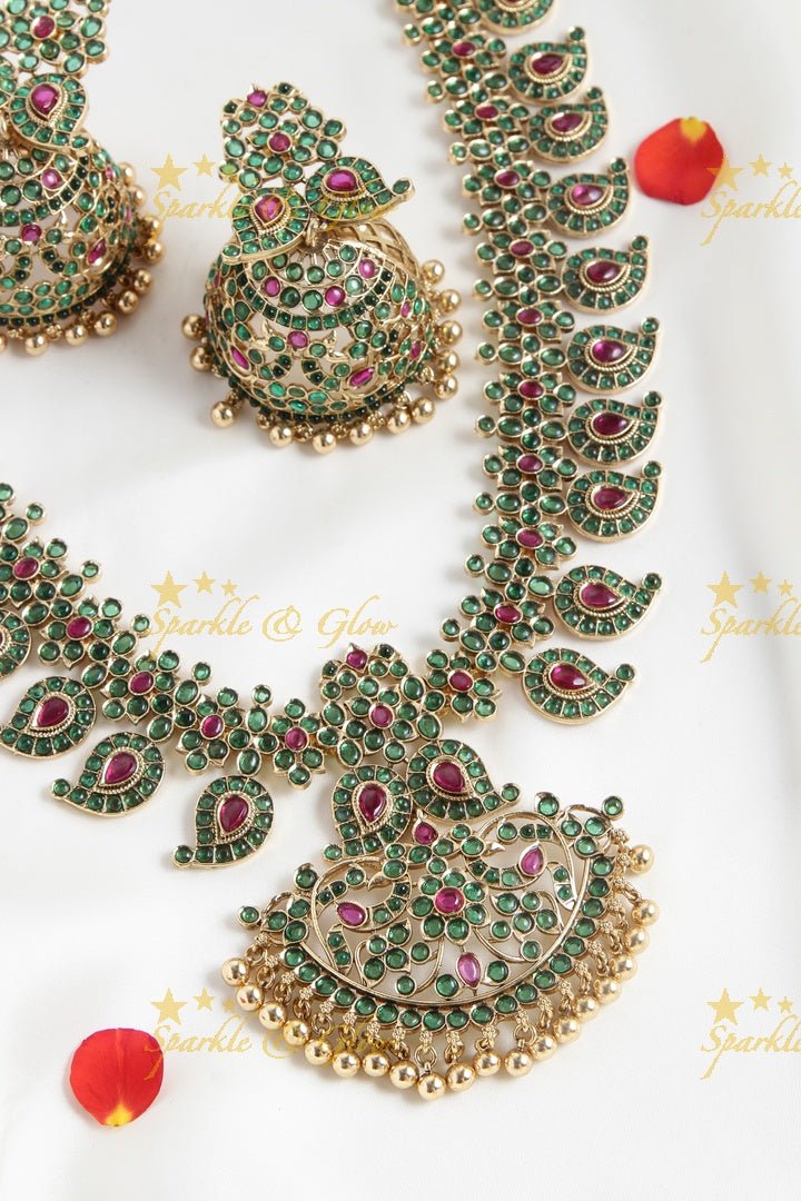 Gold alike Mango Kemp haram - Green - Sparkle and Glow - White - Back Thread