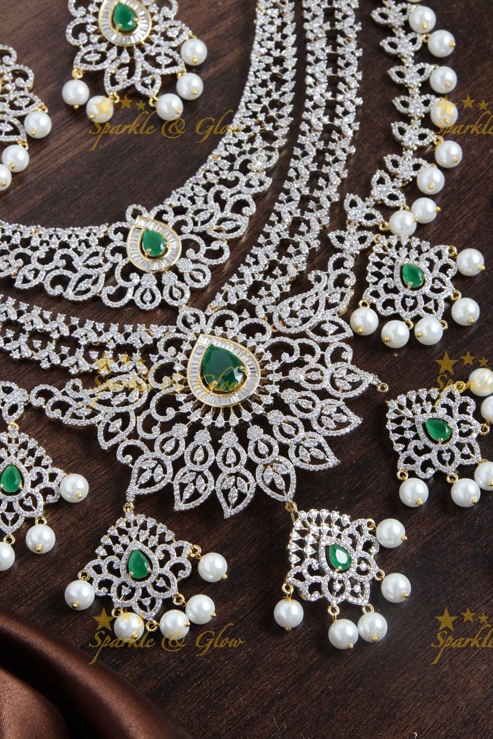 Mesmerizing multilayered gj polish AD floral necklace - Sparkle and Glow - Pink - Back Thread