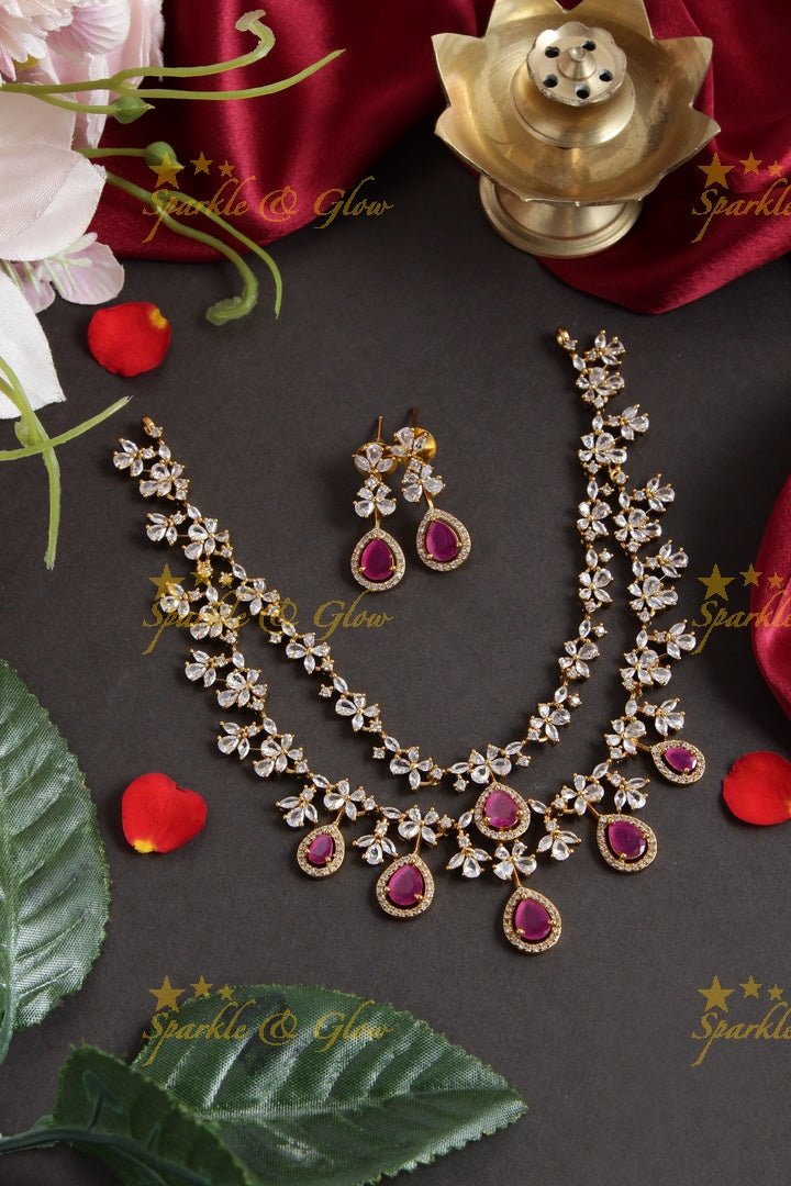 Simple and Elegant Ad layer necklace - Green - Sparkle and Glow - Pink - Back Thread