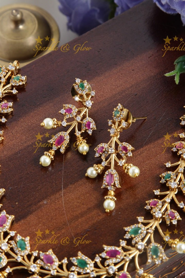 Premium matte floral ad necklace - Multi - Sparkle and Glow - Multi - Back Thread
