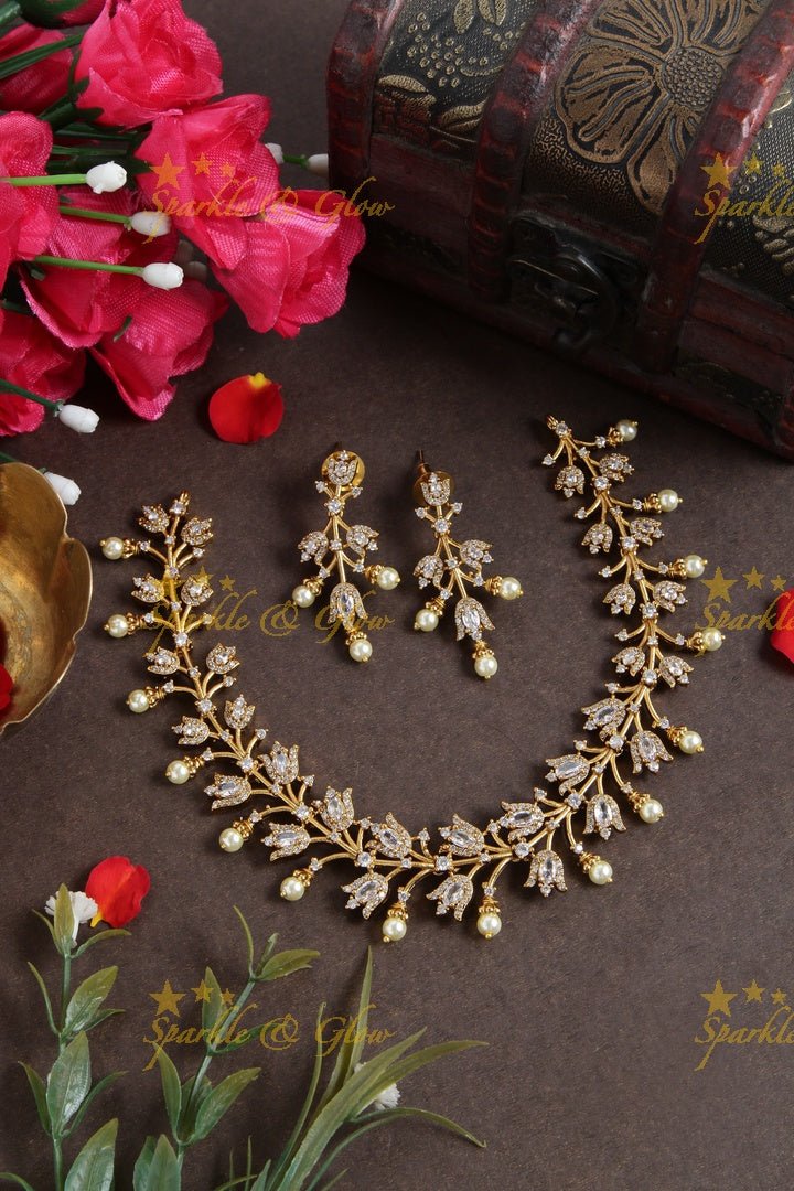 Premium matte floral ad necklace - Multi - Sparkle and Glow - Multi - Back Thread